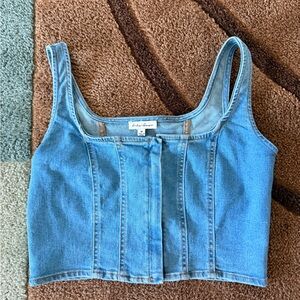 Denim Crop Tank Top - Light Blue